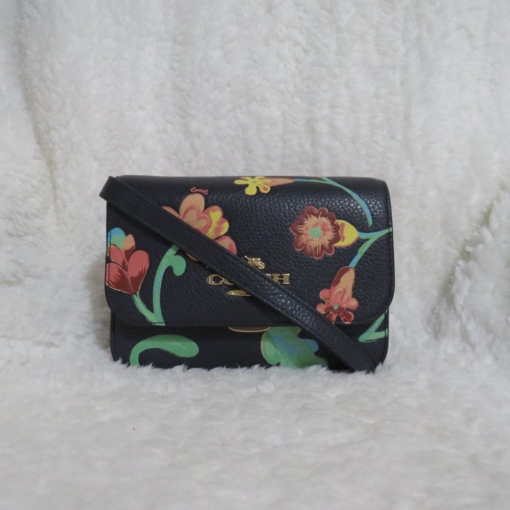 Coach Dreamy Land Floral Leather Mini Brynn (Midnight) - Picture 1 of 8